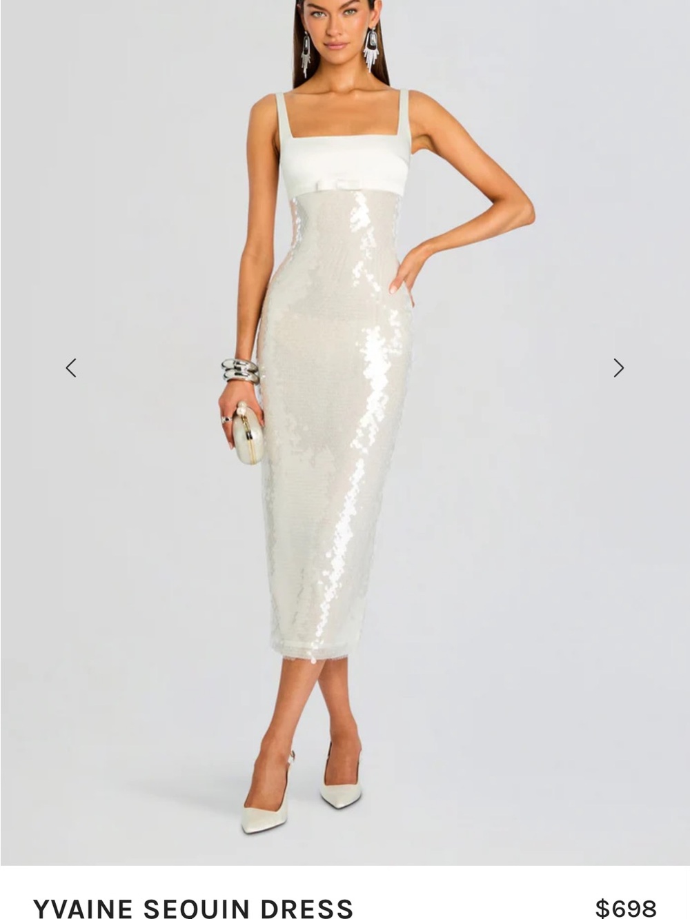 Retrofete Ivory Sequin Midi Dress